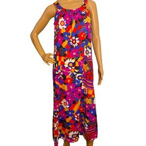 VINTAGE 60s PERRI-ANN FUNKY FLORAL NIGHTGOWN / DRESS